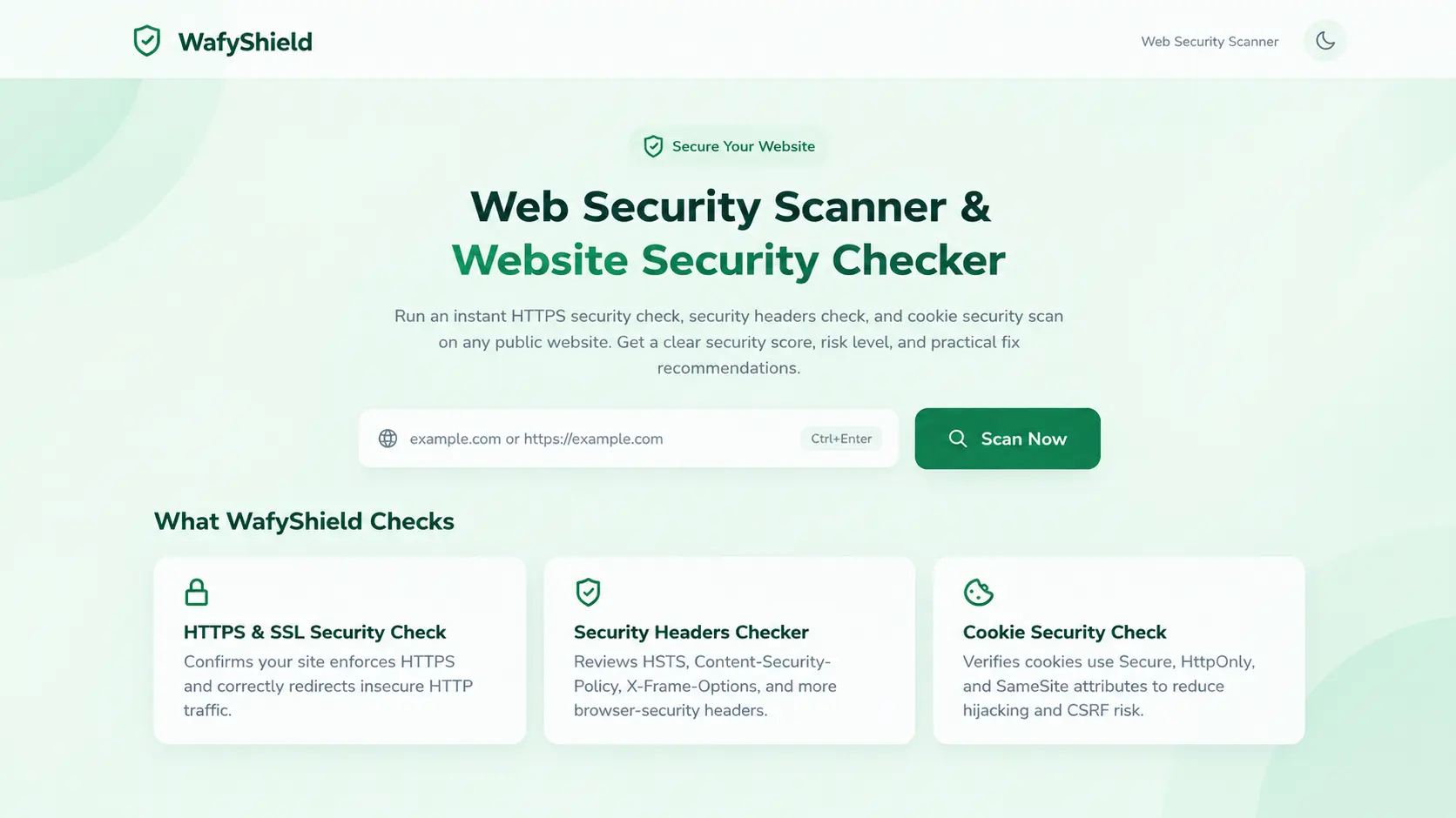 WafyShield Security Scanner Interface
