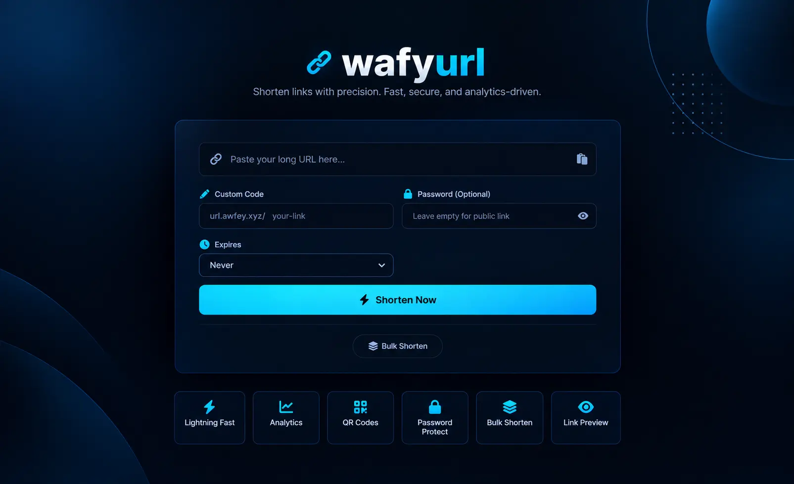 WafyURL Interface Preview